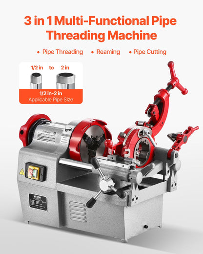 Electric Pipe Threader Machine – 750W, 28RPM – For 1/2" to 2" Pipes