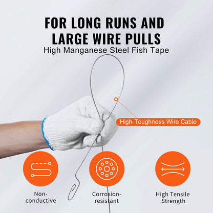 Fish Tape – 240FT x 1/8IN Steel Wire Puller Tool
