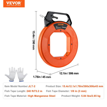 Fish Tape – 240FT x 1/8IN Steel Wire Puller Tool
