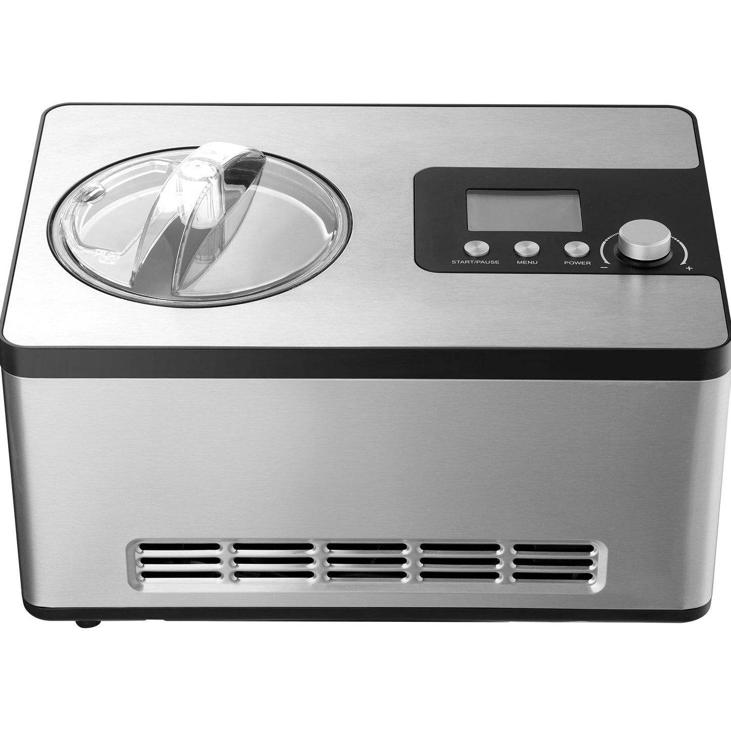 VEVOR Automatic Ice Cream Maker with Built-In Compressor – 2 Qt No Pre-Freeze Fruit & Yogurt Machine, Stainless Steel Electric Sorbet & Gelato Maker (3 Modes, LCD Display & Timer, Silver)