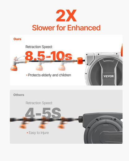 VEVOR Retractable Hose Reel – 85Ft Wall-Mounted Garden Water Hose Reel