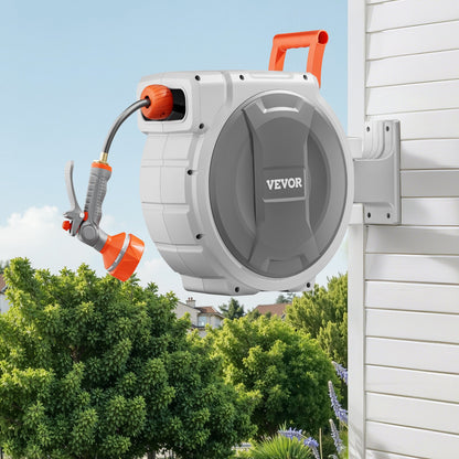 VEVOR Retractable Hose Reel – 85Ft Wall-Mounted Garden Water Hose Reel