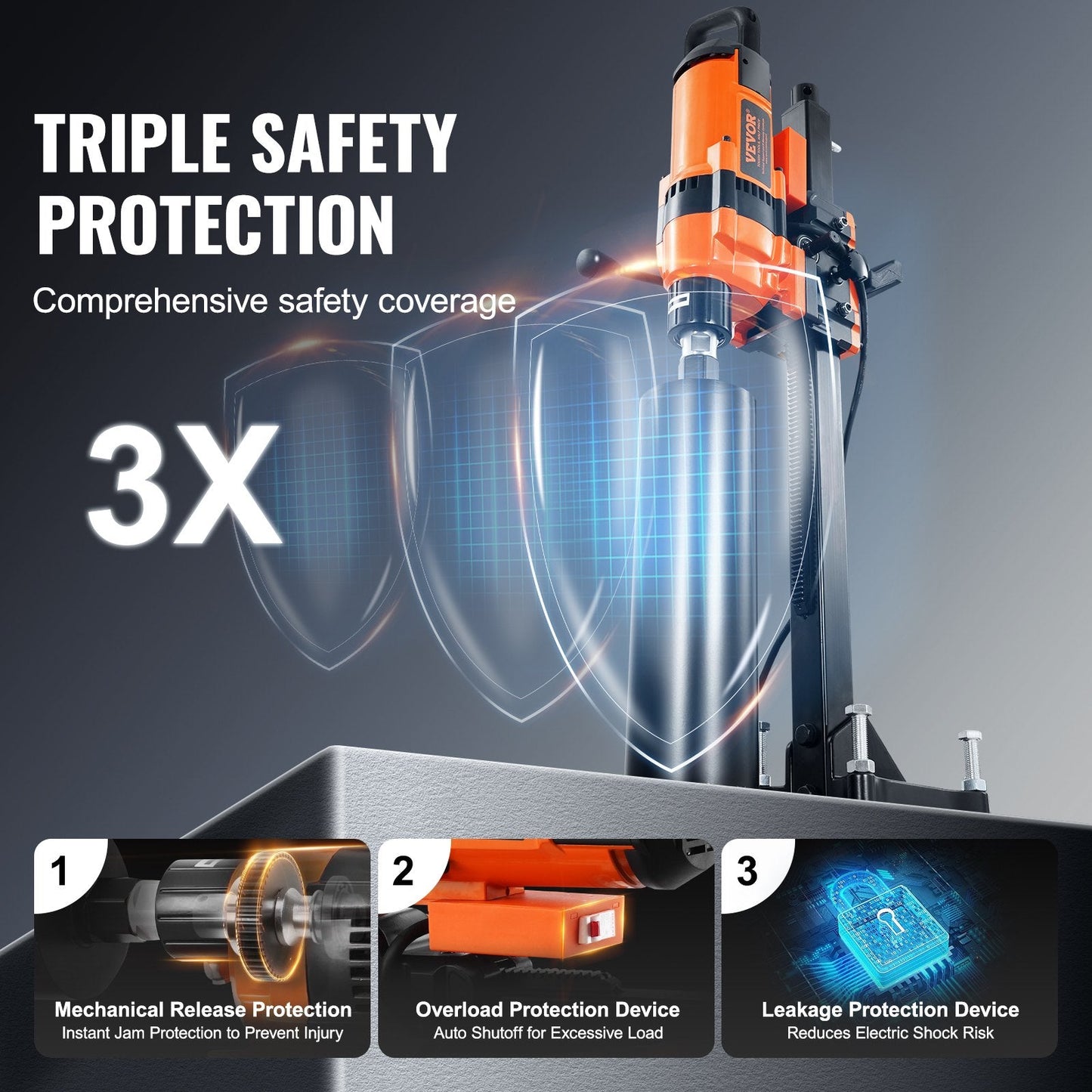 Diamond Core Drill Machine – 0.8" to 11.8" Diameter, 3500W Wet Core Drill with Stand