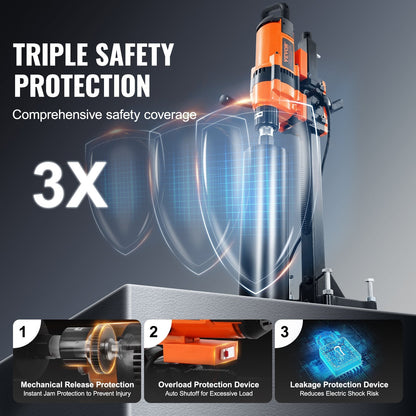 Diamond Core Drill Machine – 0.8" to 11.8" Diameter, 3500W Wet Core Drill with Stand