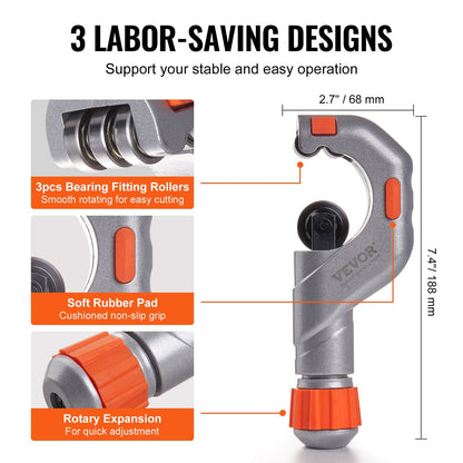 3PCS Tubing Cutter Set – Heavy Duty Pipe Cutter Kit for Copper, Aluminum, Stainless Steel & Plastic Pipes