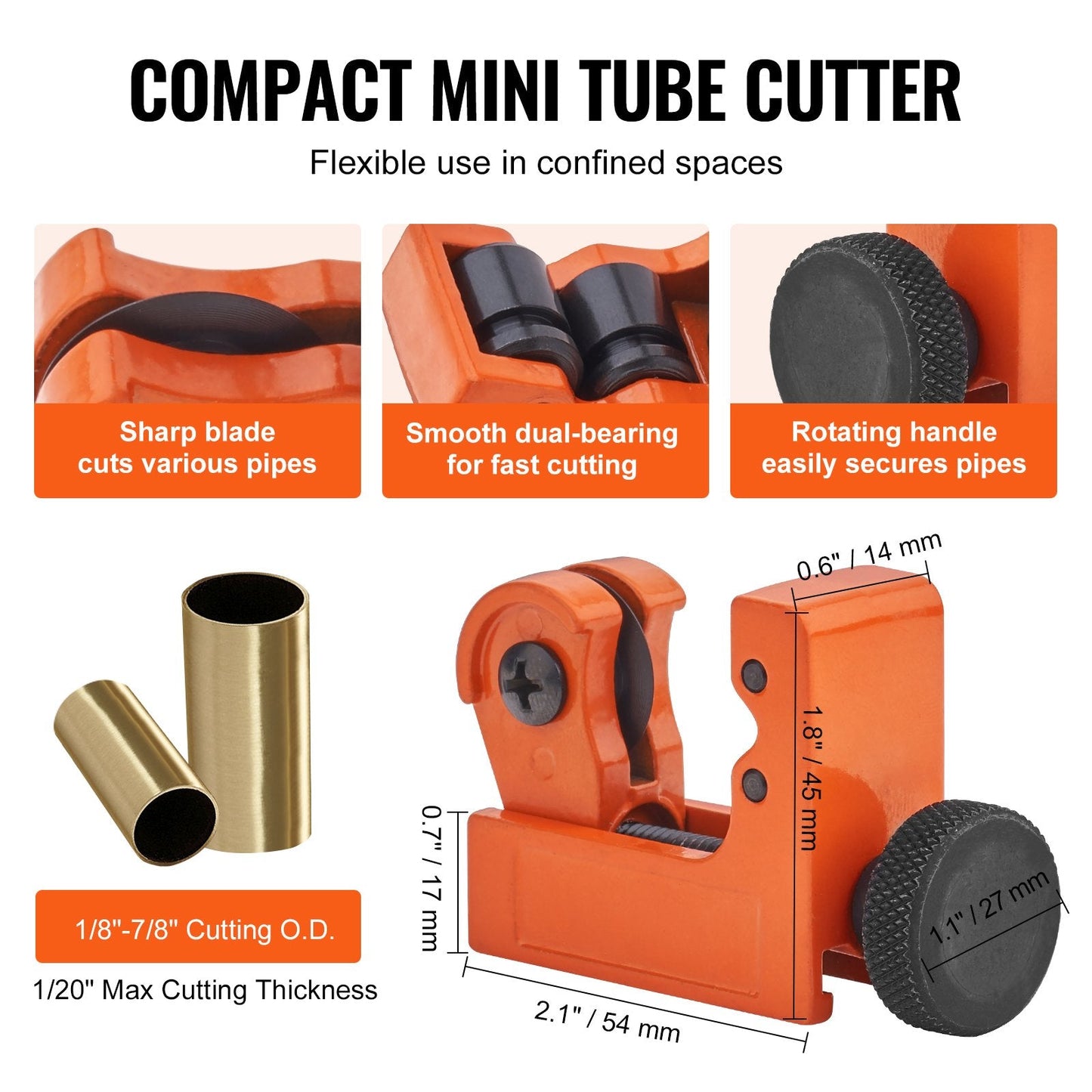 3PCS Tubing Cutter Set – Heavy Duty Pipe Cutter Kit for Copper, Aluminum, Stainless Steel & Plastic Pipes